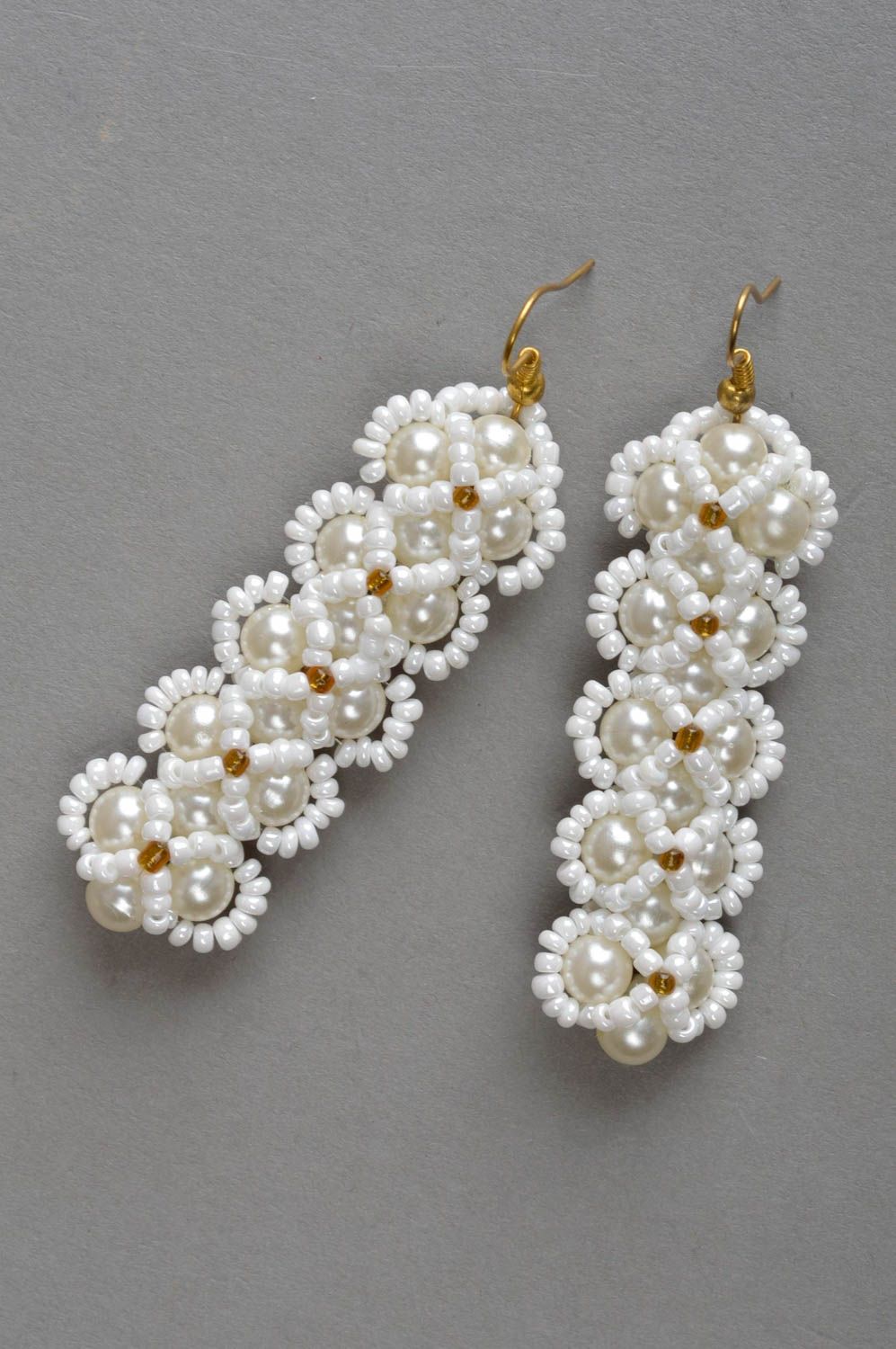 Designer beautiful earrings handmade beaded accessories unusual female present photo 2