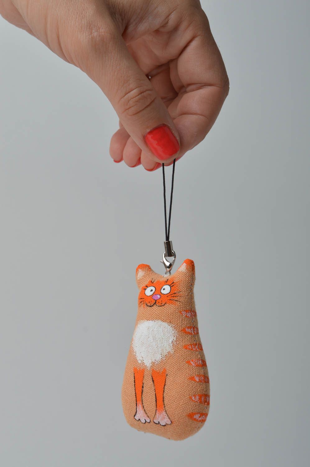 Porte-clé chat fait main Accessoire design Cadeau original coton beau original photo 2
