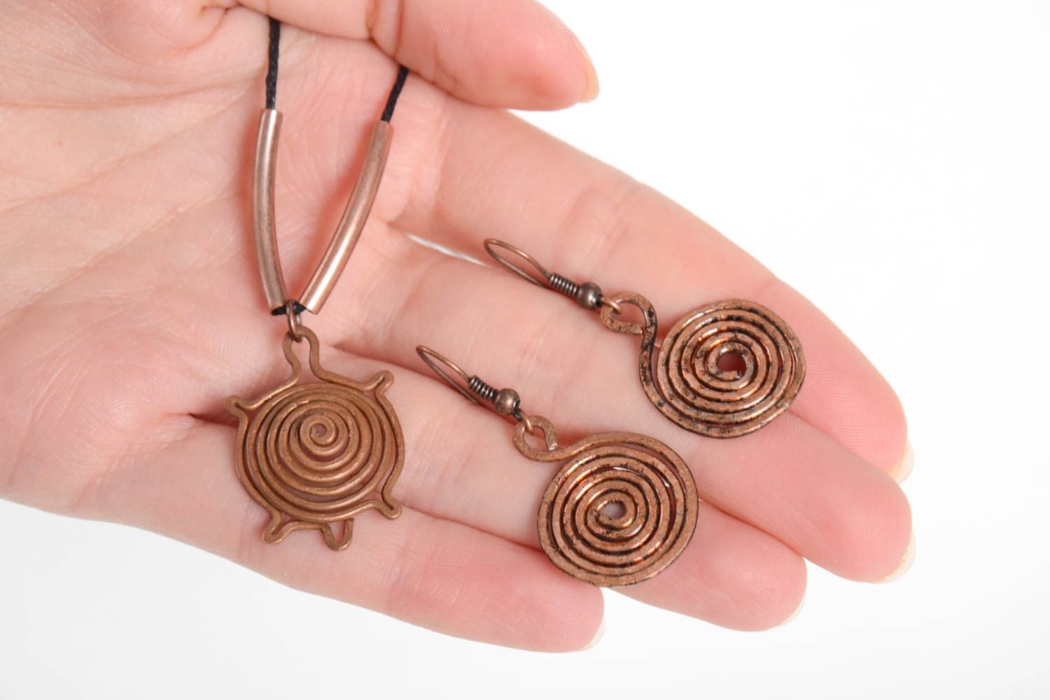 Handmade copper jewelry wire wrap earrings copper pendant copper jewelry photo 3