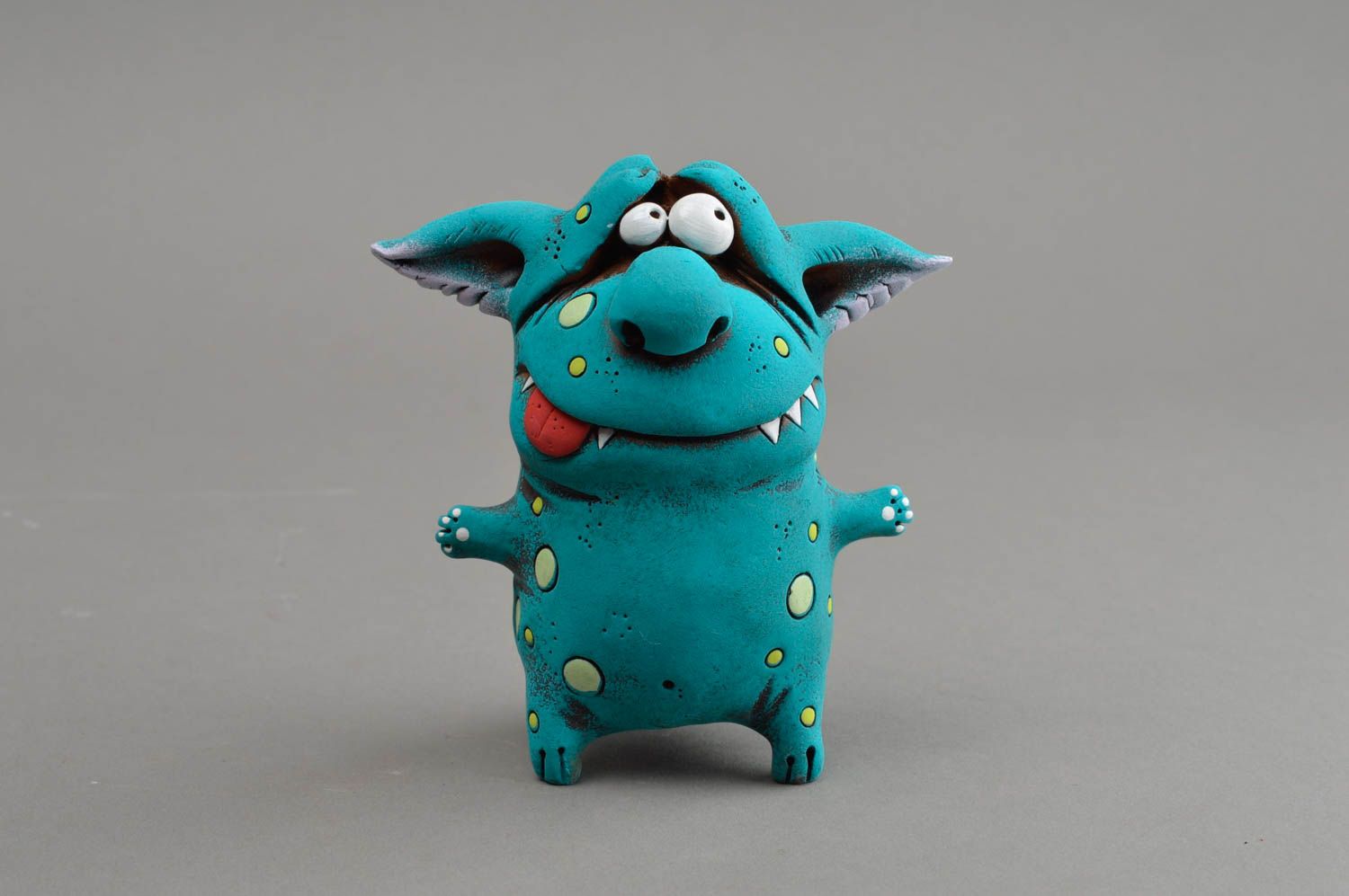 Figurine de troll faite main originale turquoise décoration miniature cadeau photo 2