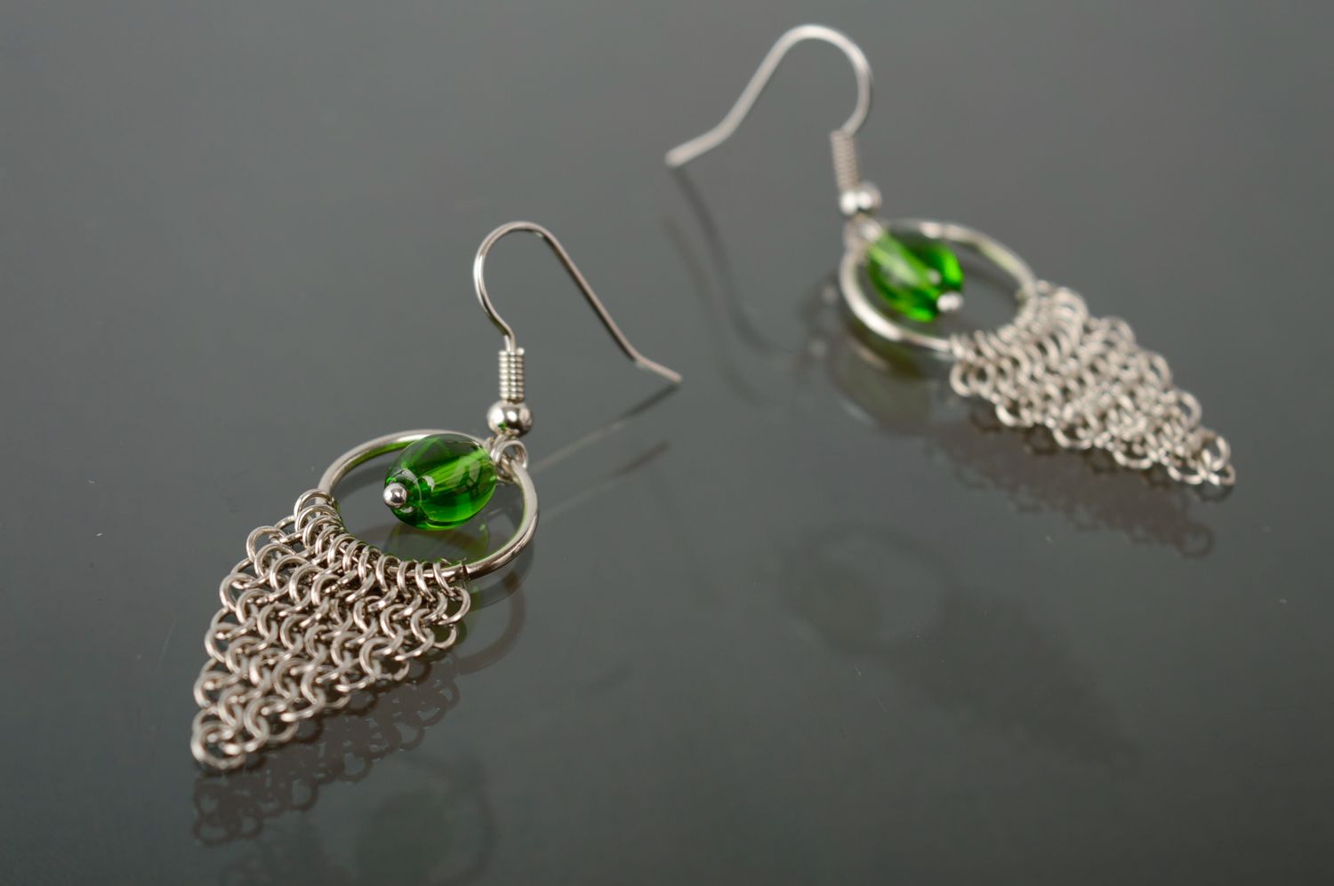 Handmade jewelry alloy earrings with Czech beads photo 1