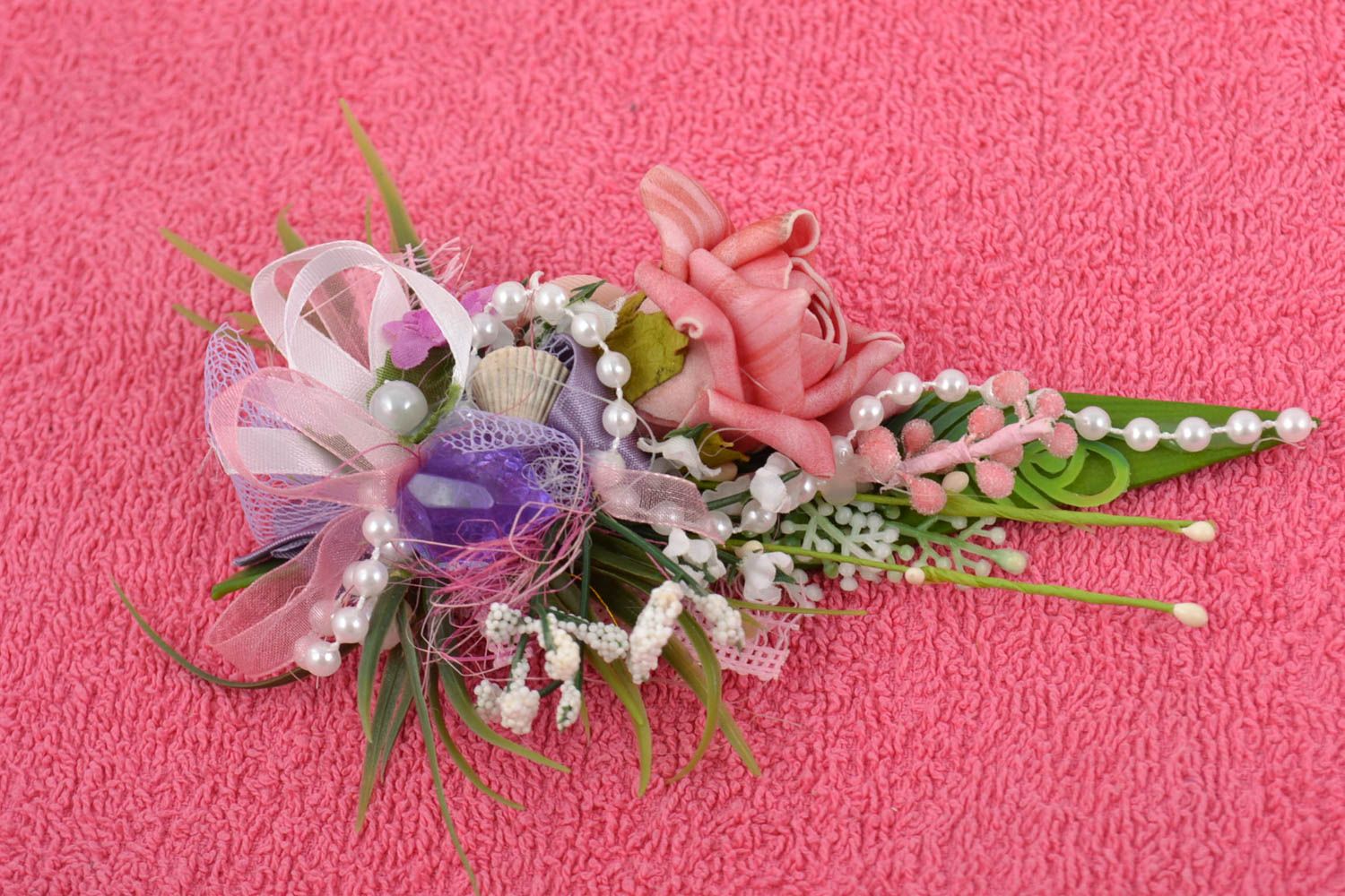 Boutonnière fleur fait main Accessoire mariage Cadeau homme décorative belle photo 1