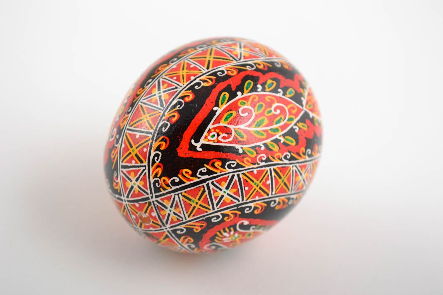 Red and black beautiful handmade painted Easter egg for home decor photo 4