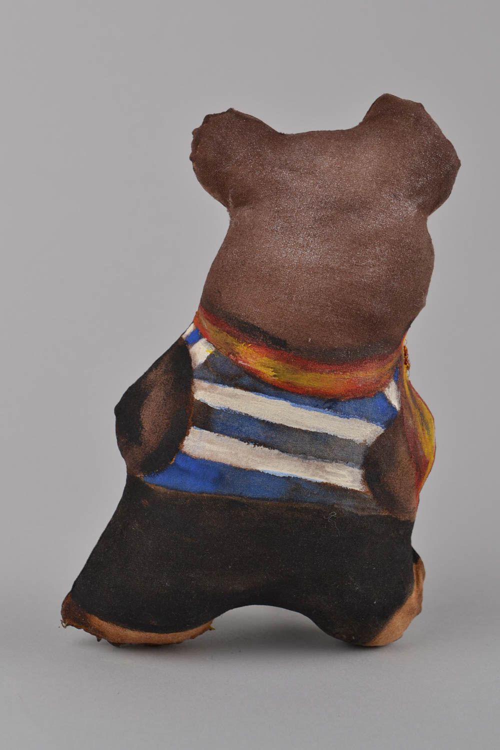 Bemaltes originelles handmade Stofftier mit Duft Bär aus Leinen für Geschenk foto 5
