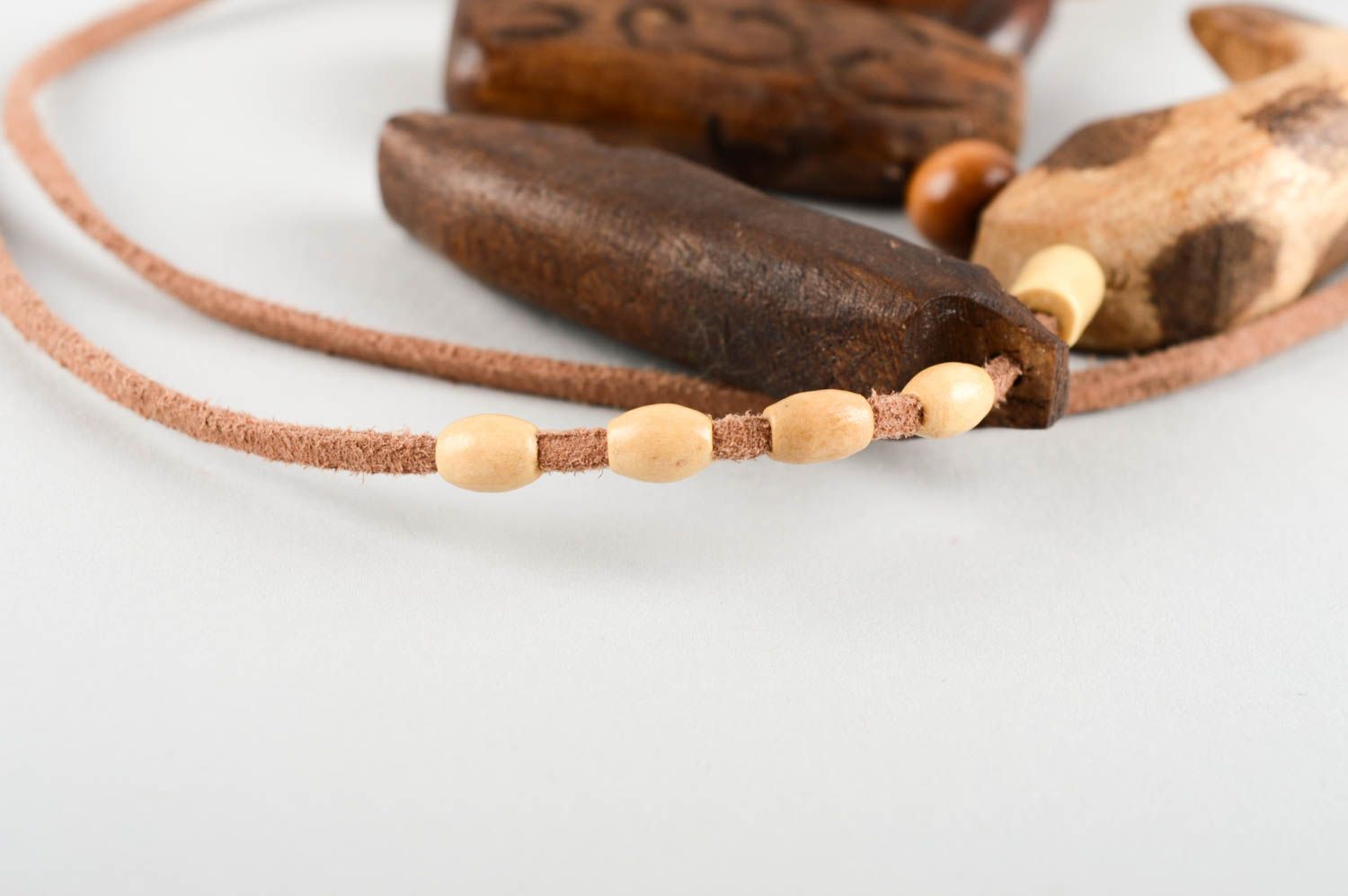 Unusual handmade wooden pendant artisan jewelry wood craft neck accessories photo 5
