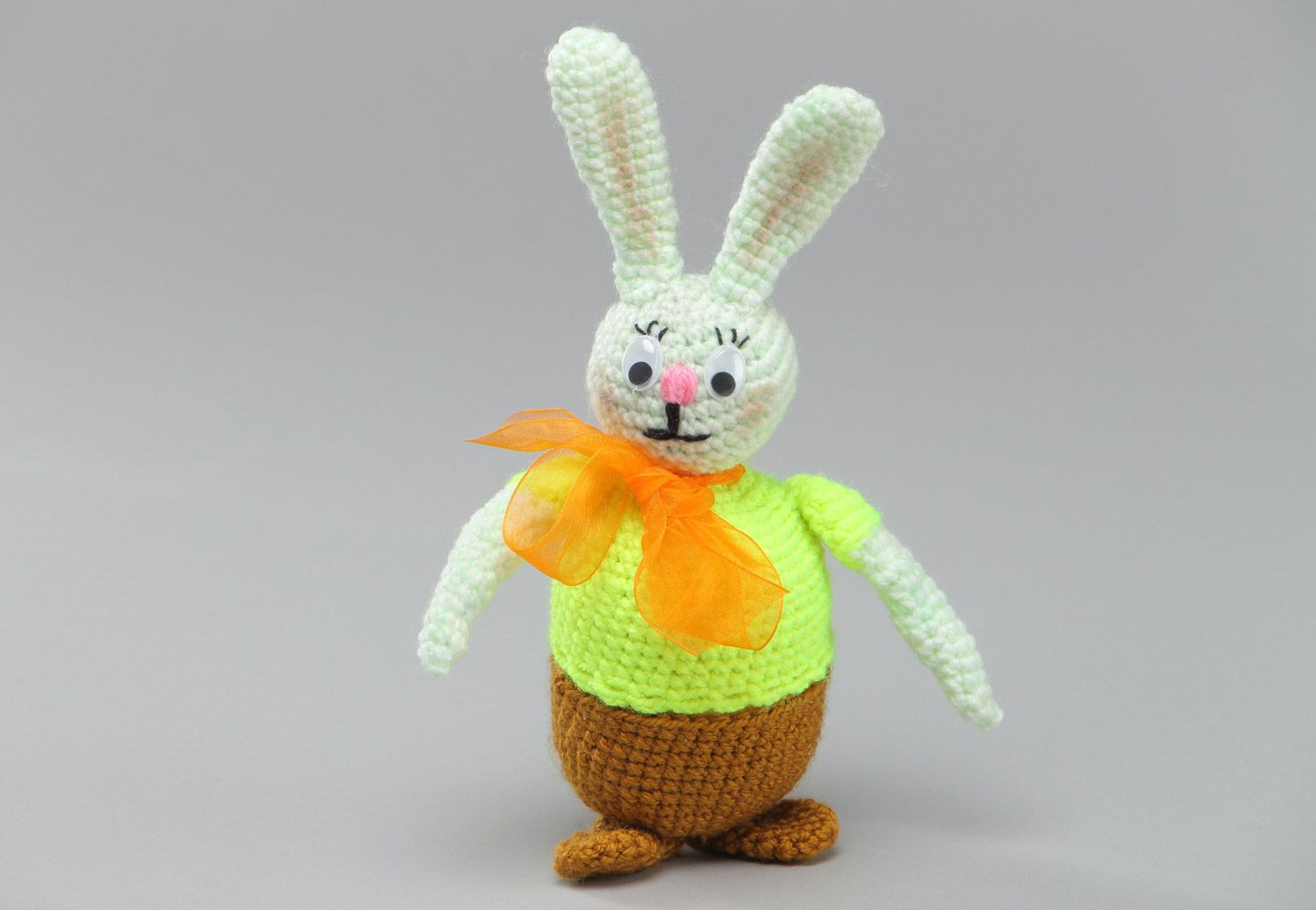 Handmade crochet soft toy hare for children photo 2