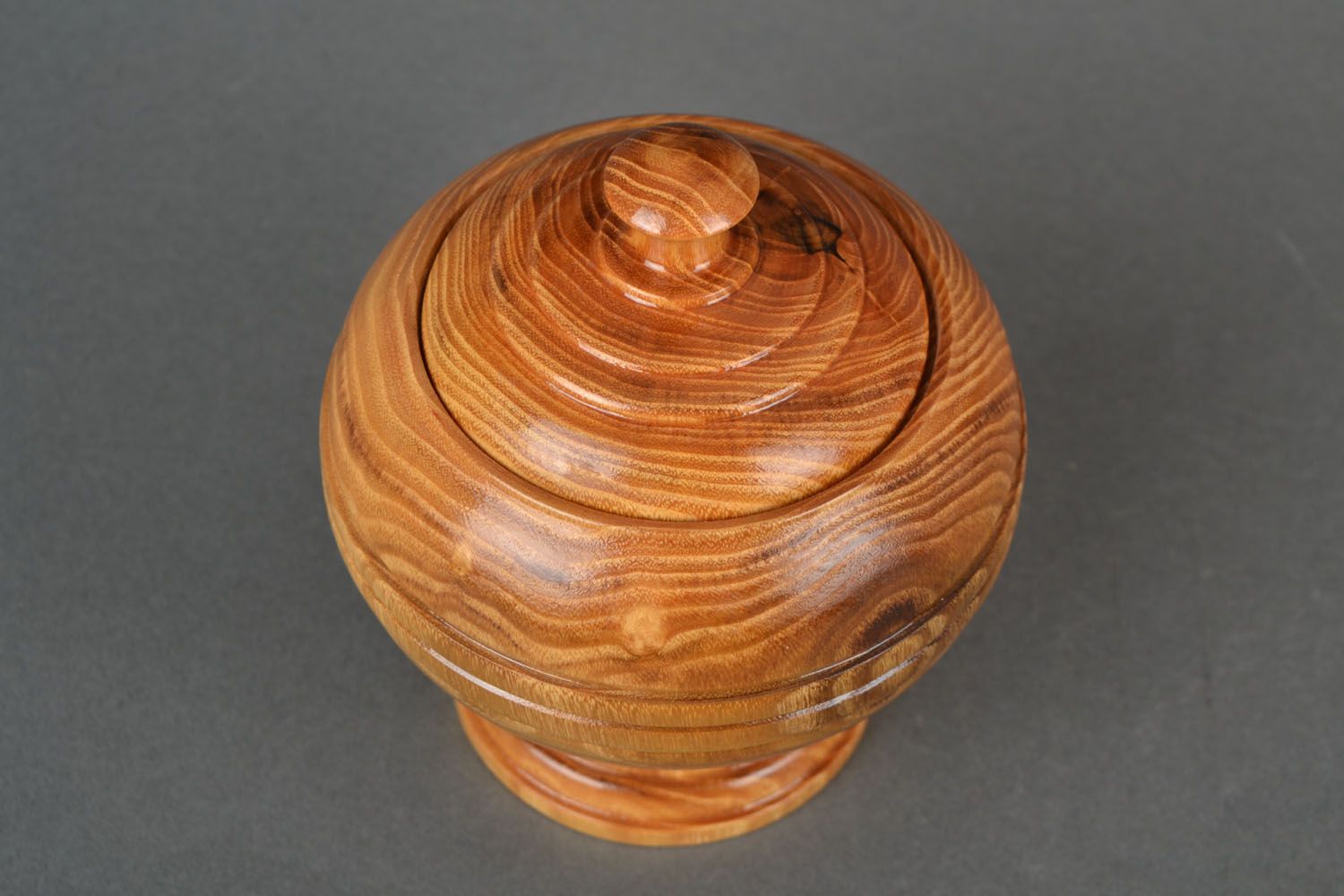7 inches wooden table bowl vase on the stand with lid 1,4 lb photo 3