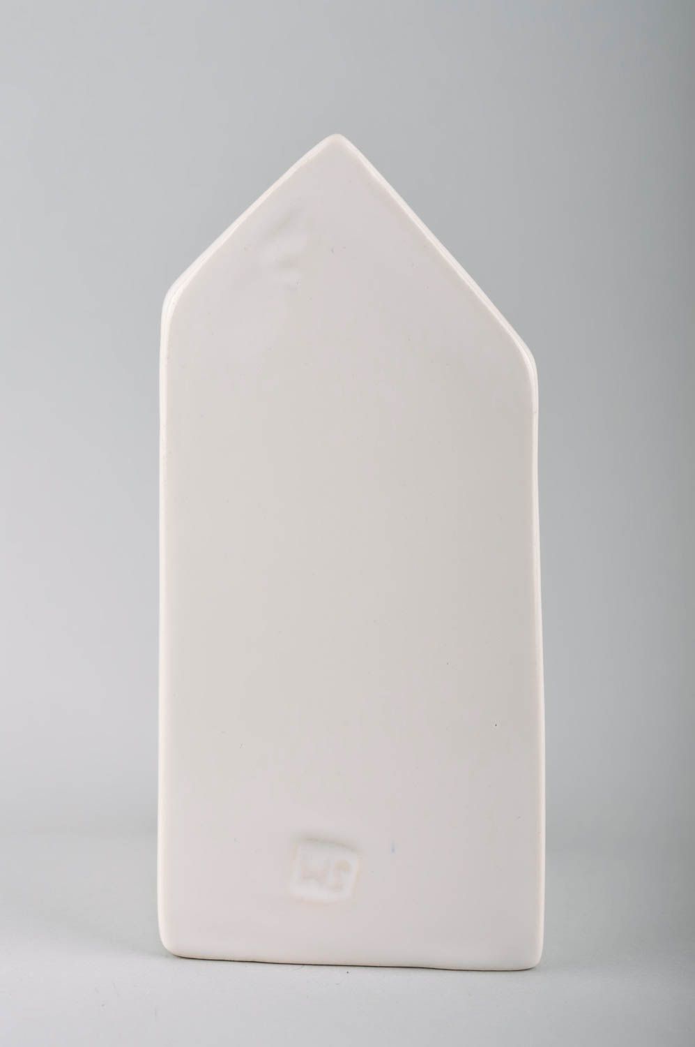 Casita artesanal color blanco figura de cerámica elemento decorativo del hogar foto 4