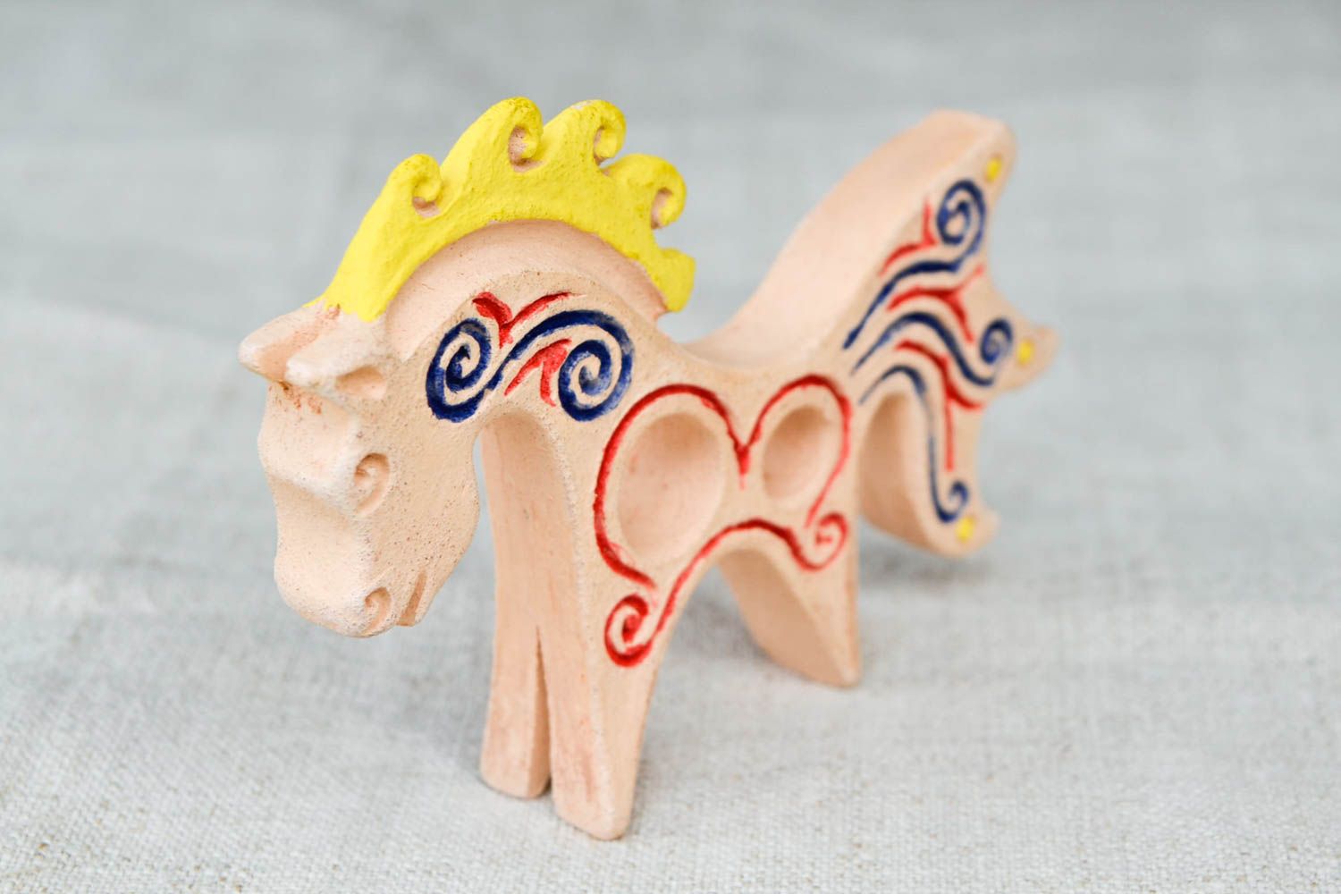 Sifflet enfant fait main Figurine cheval Instrument musique céramique design photo 4
