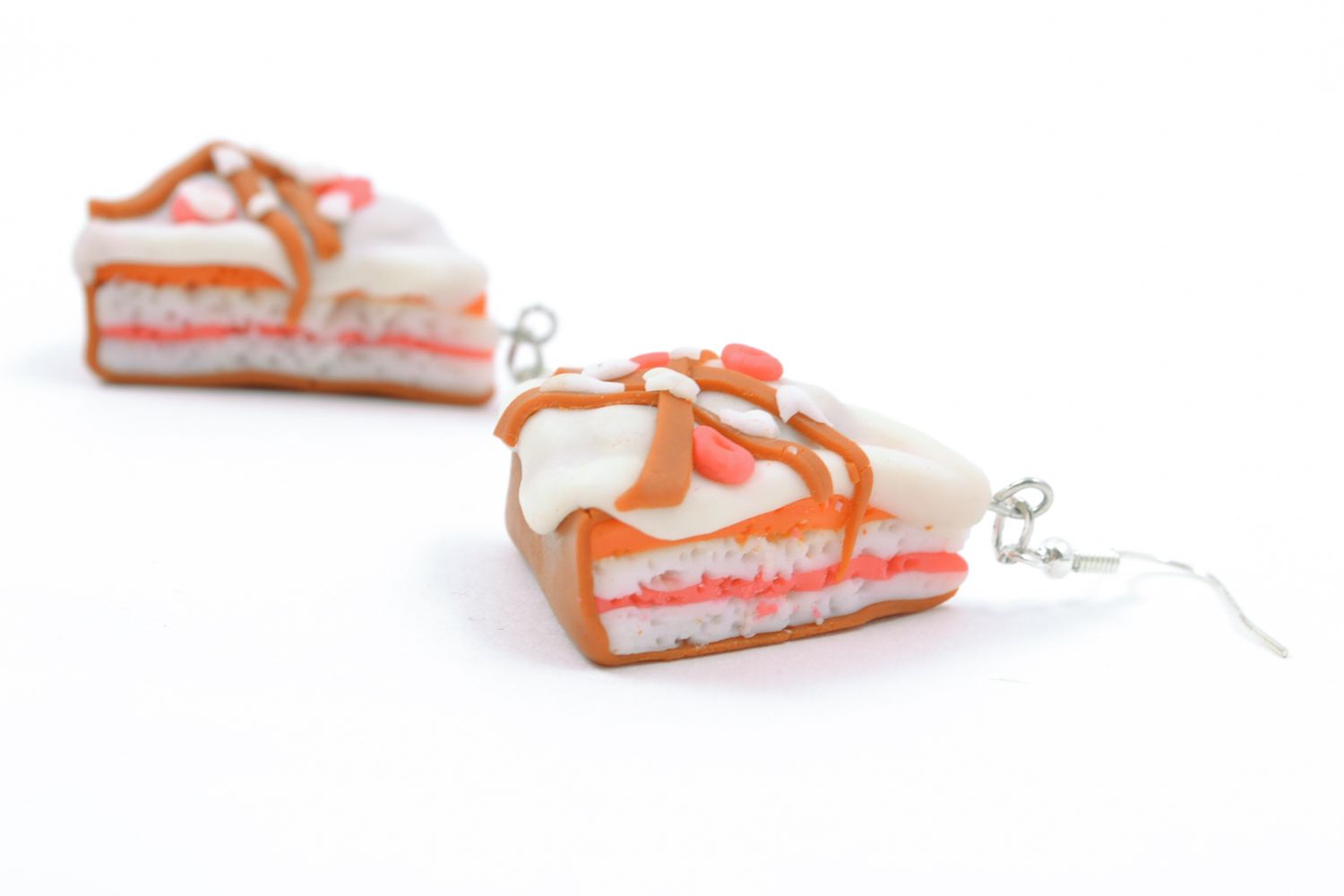 Polymer clay dangle earrings Cakes photo 3