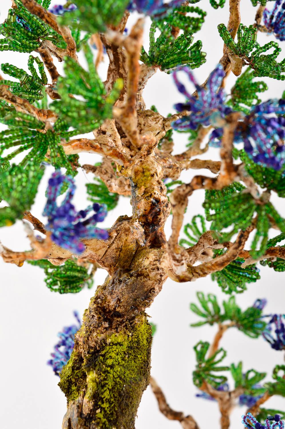 Planta decorativa artificial árbol artesanal de abalorios adorno de mesa  foto 6