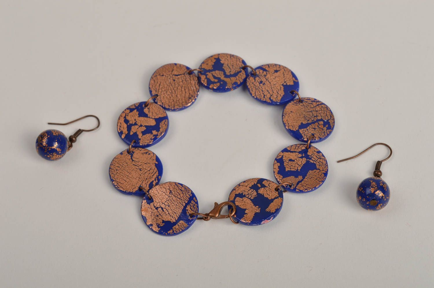 Schmuck Set handgefertigt Frauen Armband Ohrringe Modeschmuck in Violett foto 3