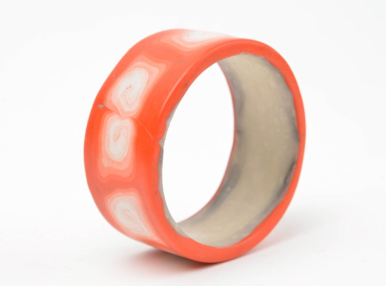 Bracelet en pâte polymère fait main large orange accessoire pour femme photo 2