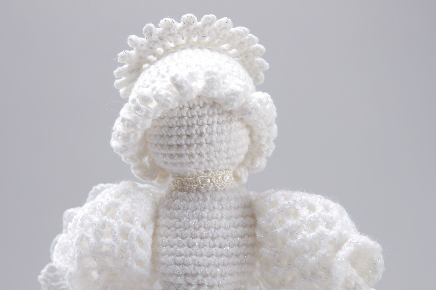 Handmade soft toy crocheted of acrylic and cotton threads snow white angel photo 2