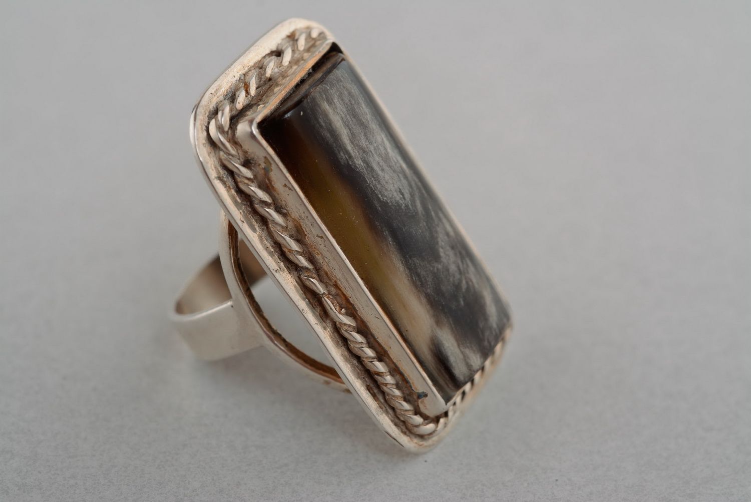 Silver ring with horn photo 4