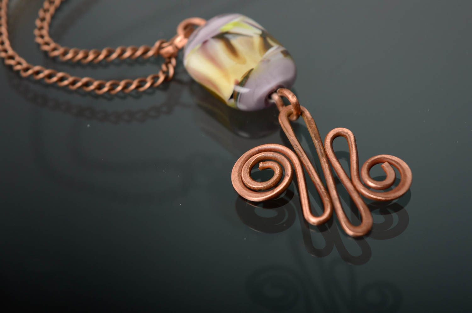 Wire wrap copper pendant Spring Dawn photo 2