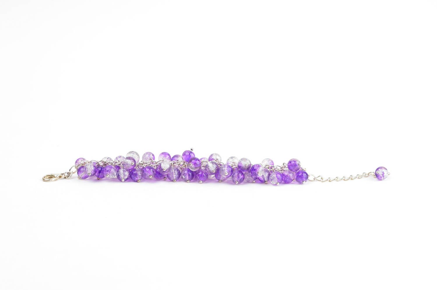 Handmade lilac beaded bracelet unusual wrist bracelet designer jewelry for girls photo 2
