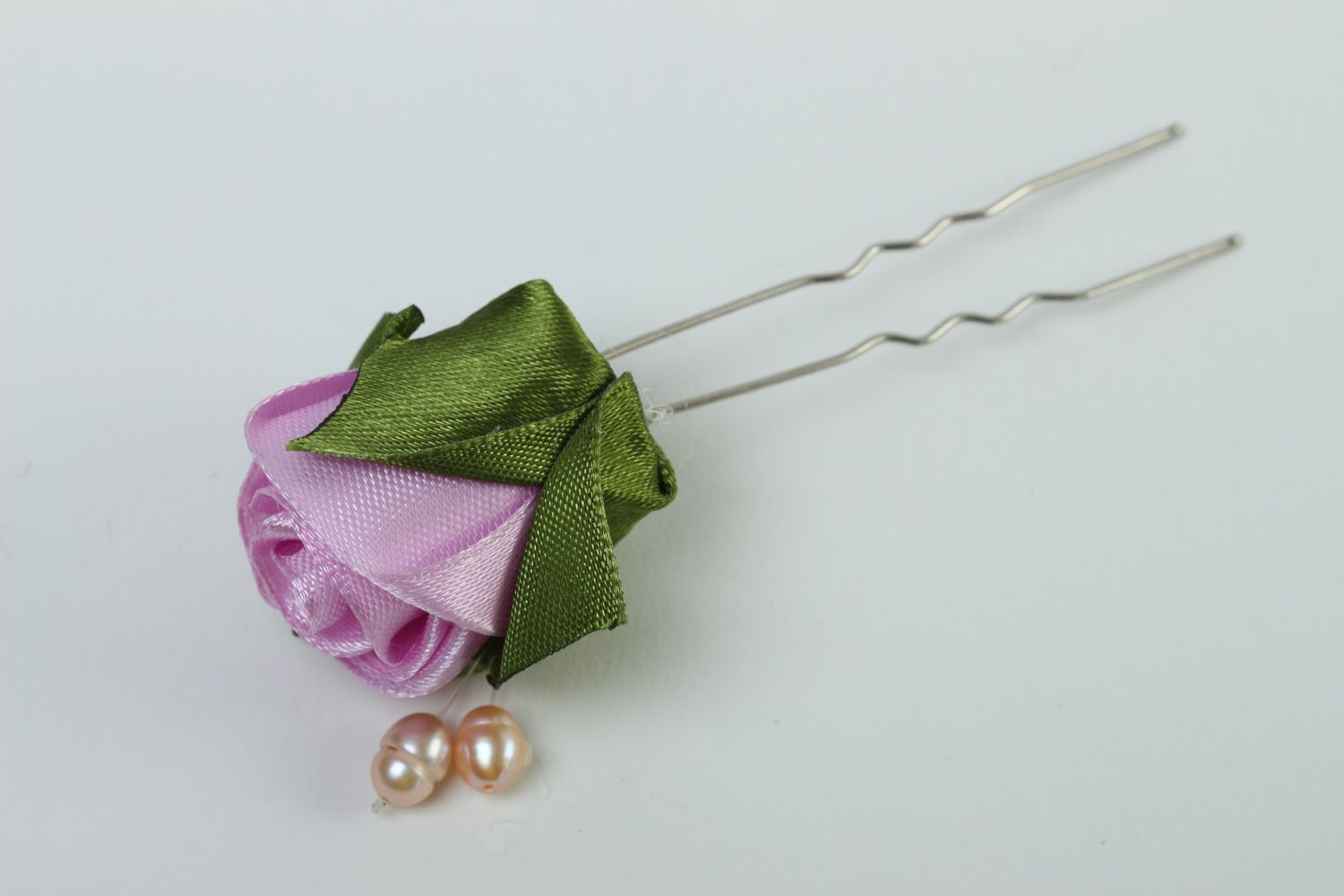 Violette Blumen Haarnadel handgemachter Schmuck Haar Accessoire mit Perlen foto 2