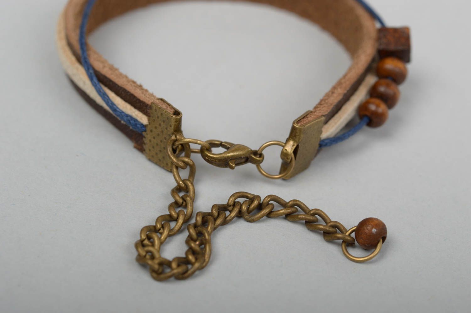 Bracelet avec clé Bijou fait main en cuir marron original Cadeau pour femme photo 2