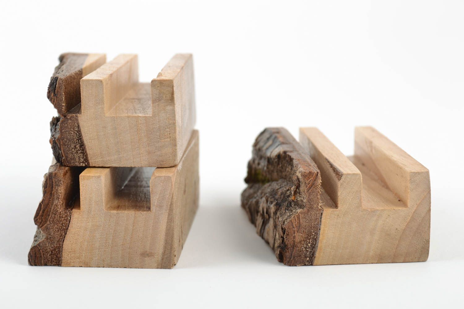 Holz Ständer für Handy Set aus 3 Stück ungewöhnlich handgeschaffen schön toll foto 2