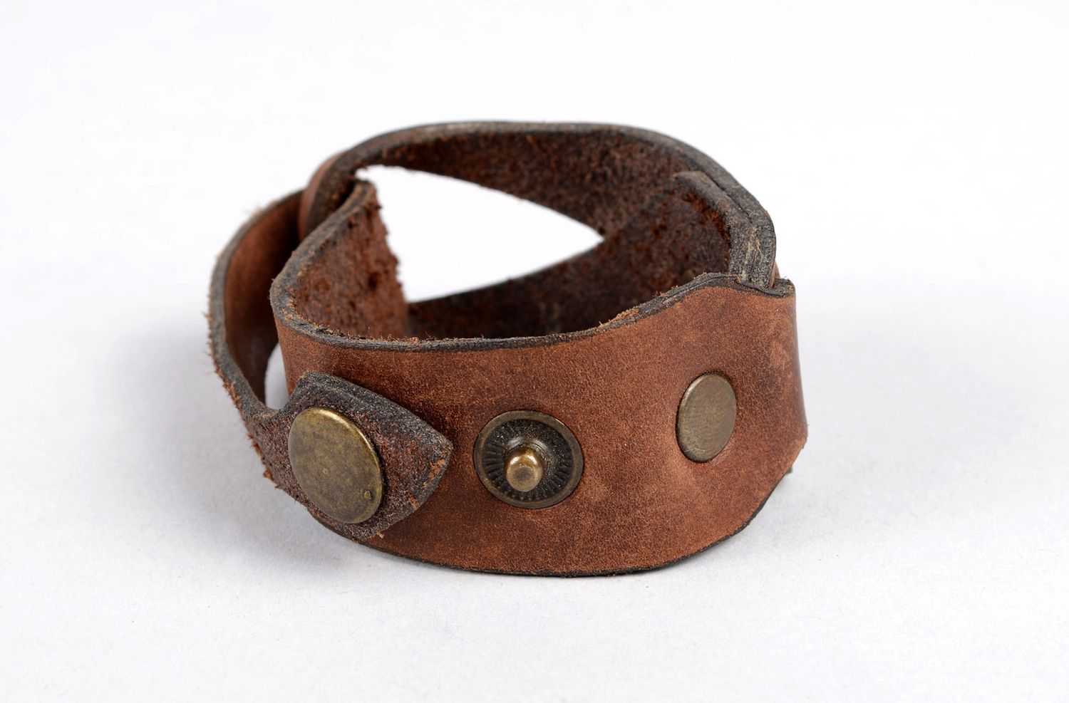 Handmade leather bracelet unisex brown bracelet stylish accessory gift photo 1