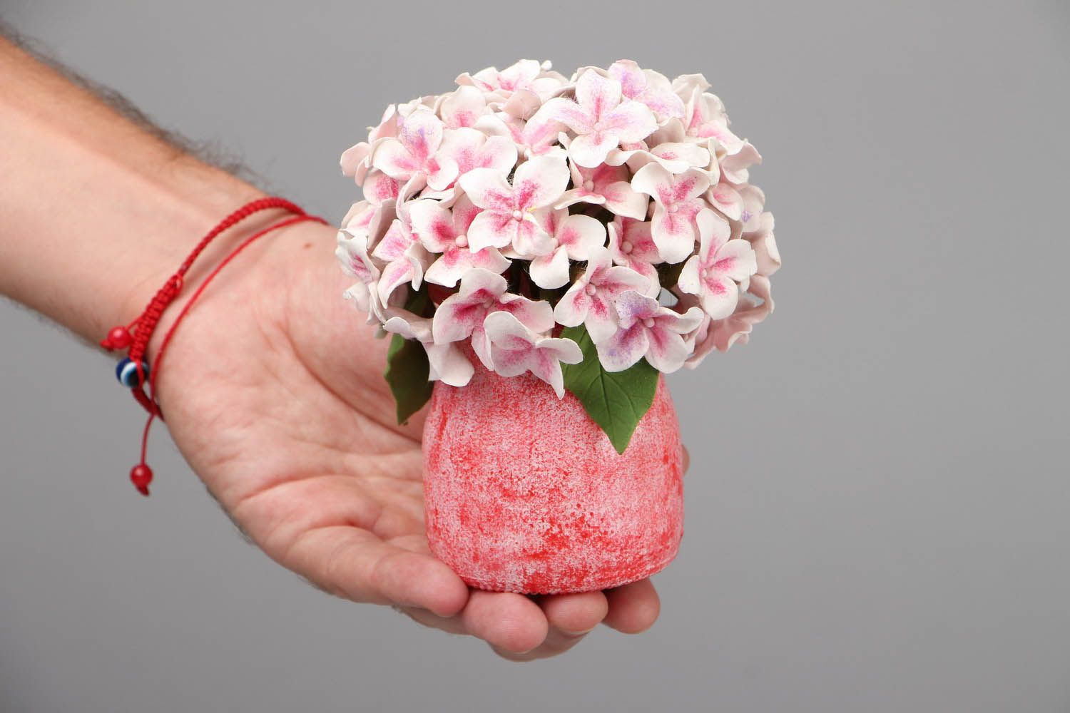 Pot de fleurs artificielles en argile polymère Hortensia photo 4