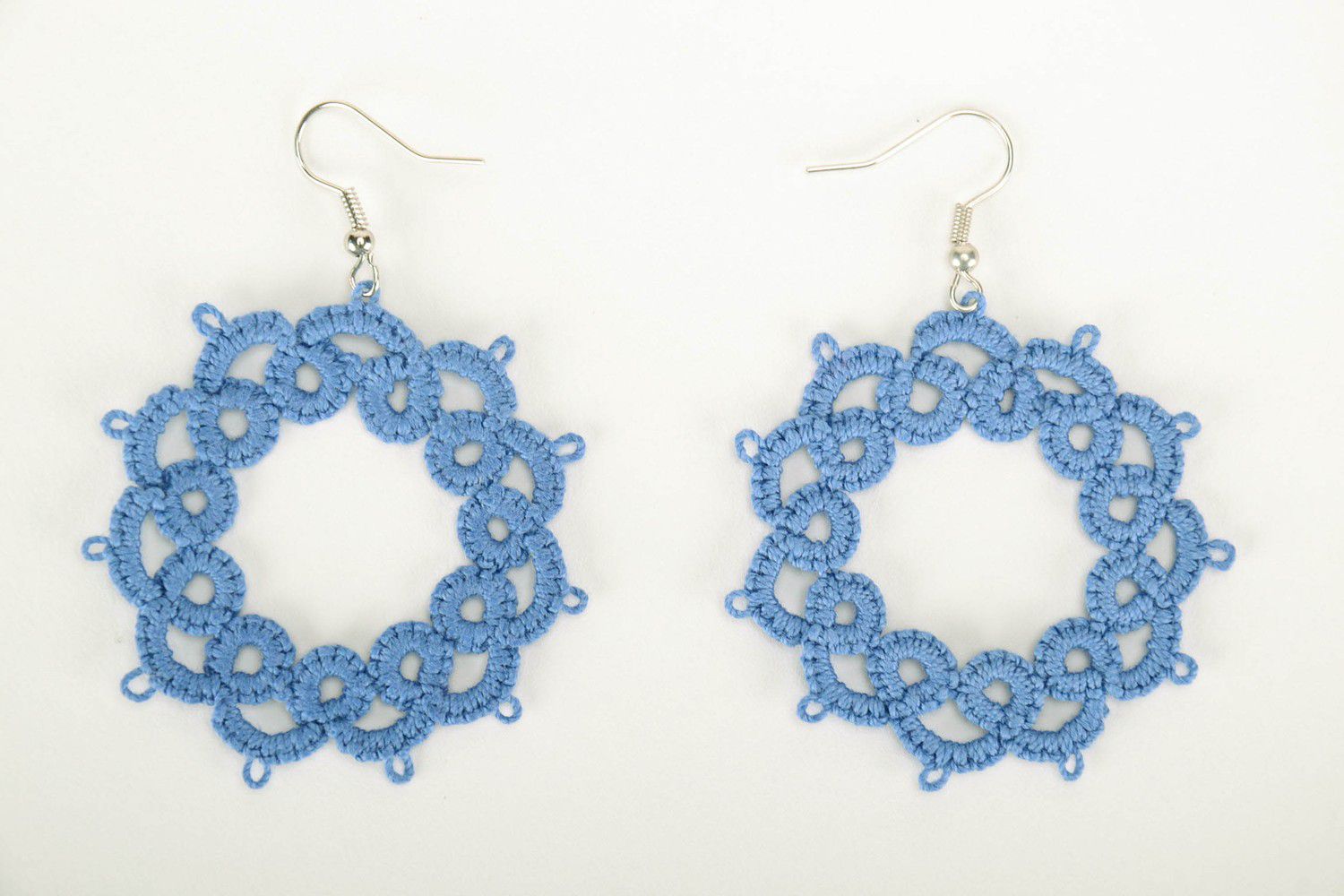 Earrings made from cotton lace Sky photo 3