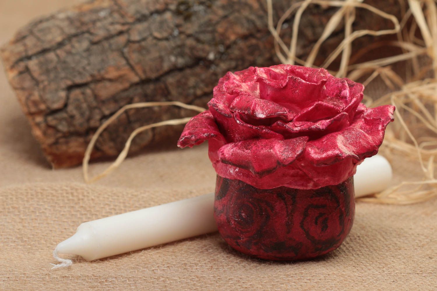 Beautiful small handmade polymer clay candlestick room decoration and gift ideas photo 1