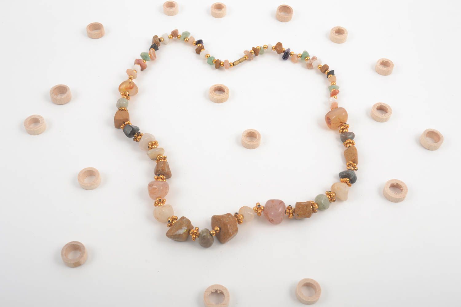 Handmade necklace made of natural stones handmade jewelry with stones  photo 1