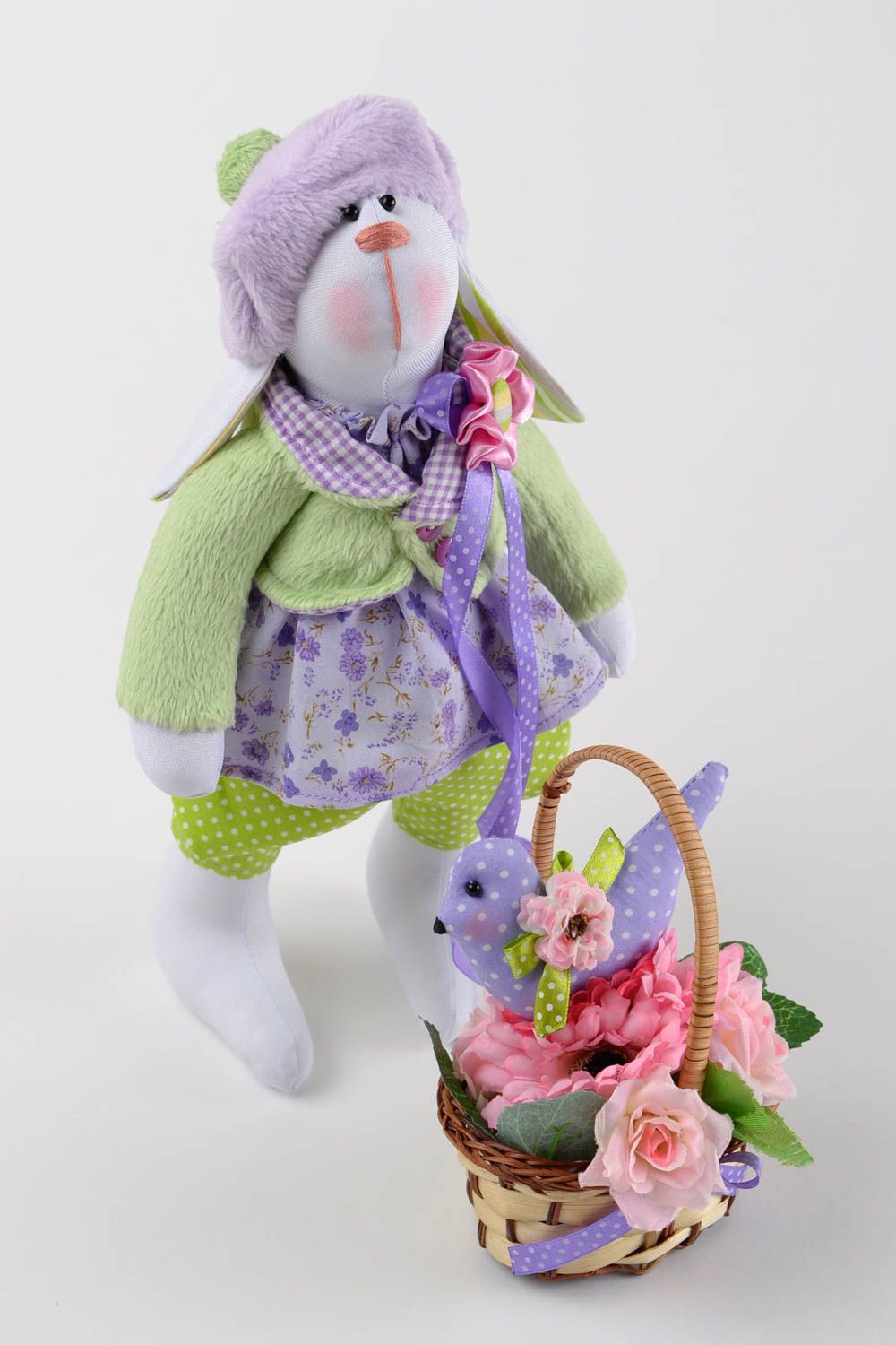 Handmade interior textile doll designer rag bunny toy present for children photo 3
