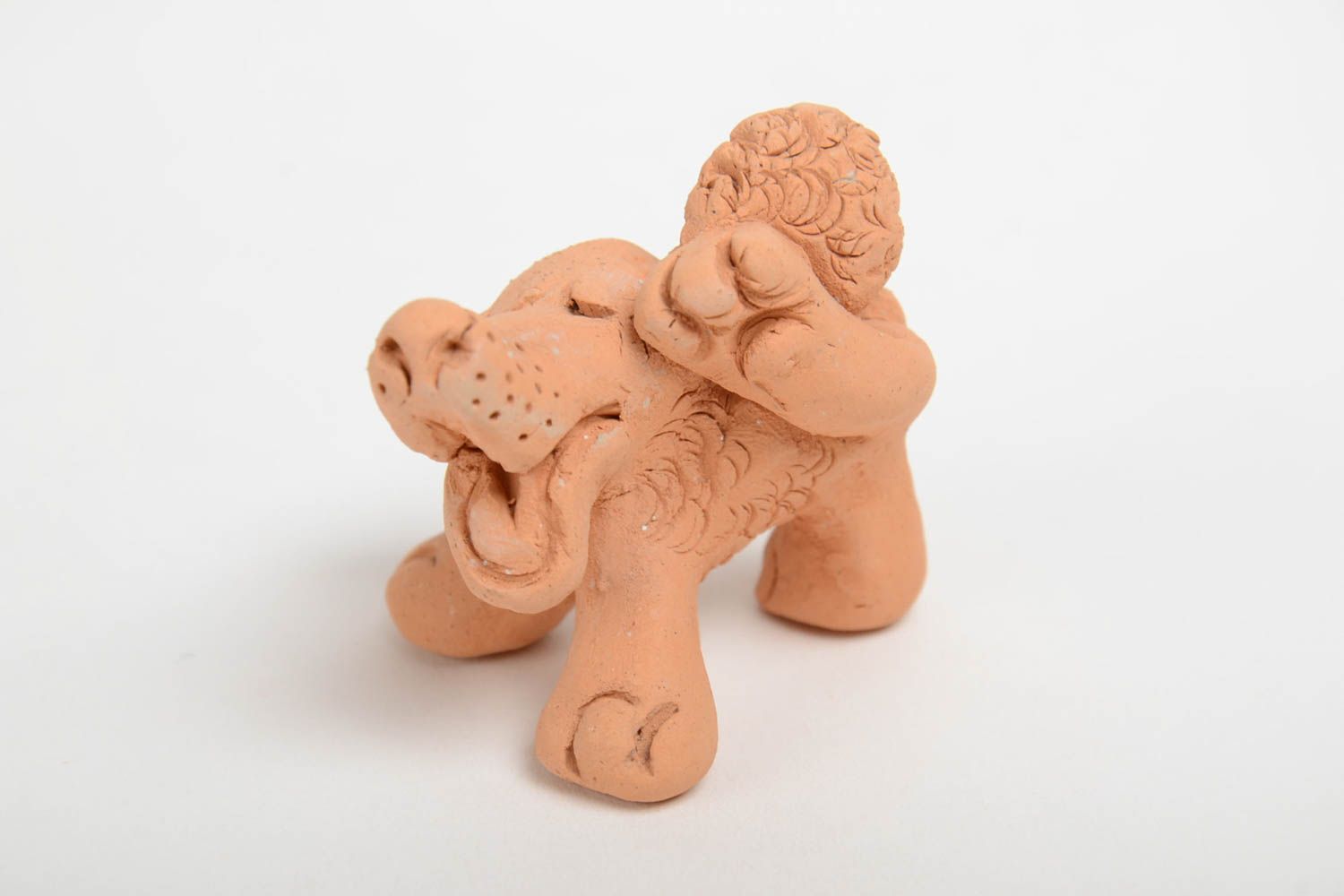 Beautiful unusual miniature handmade clay figurine of dog for home decor photo 2