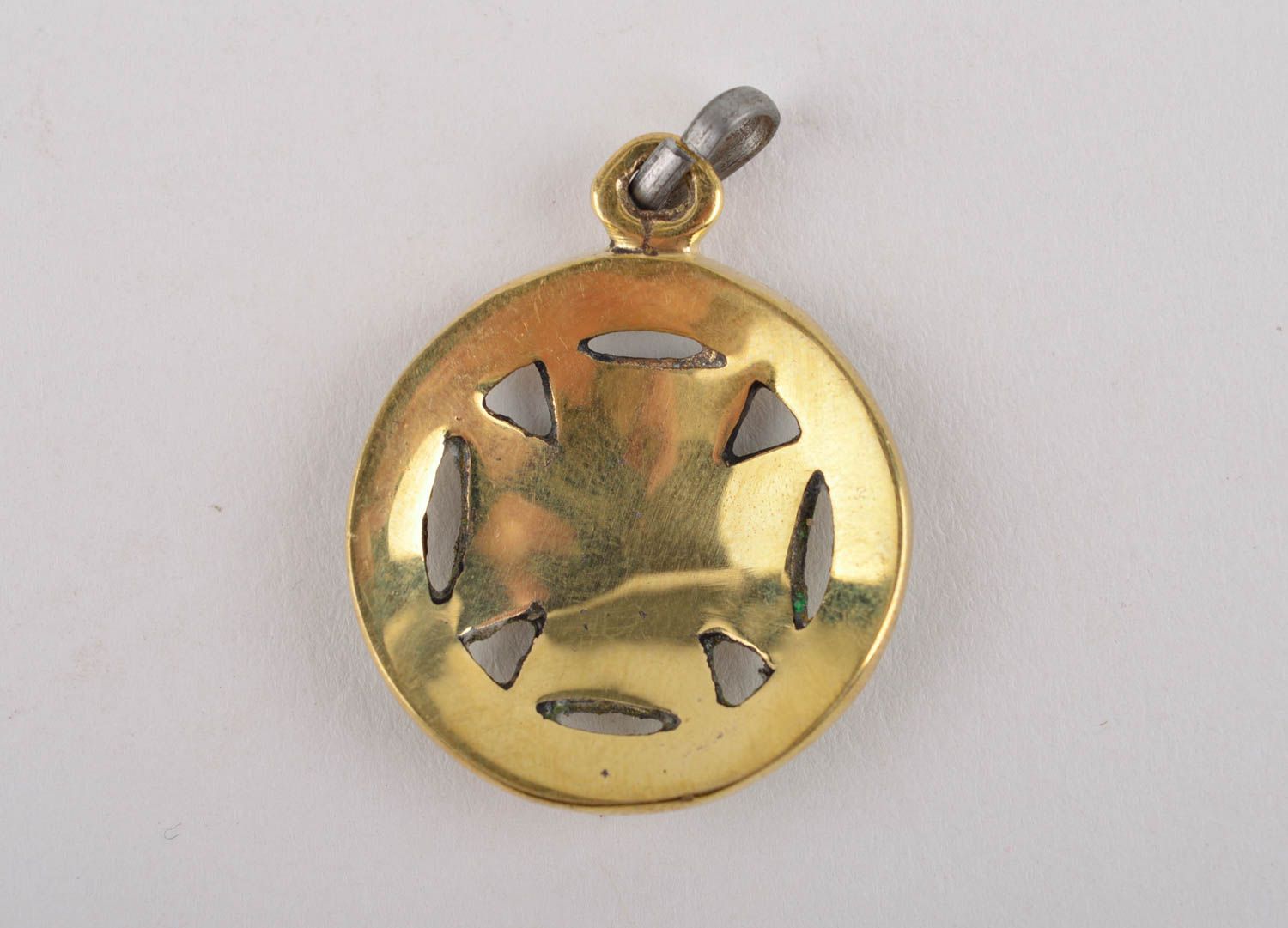 Designer pendant with natural stones handmade brass pendant metal bijouterie photo 4
