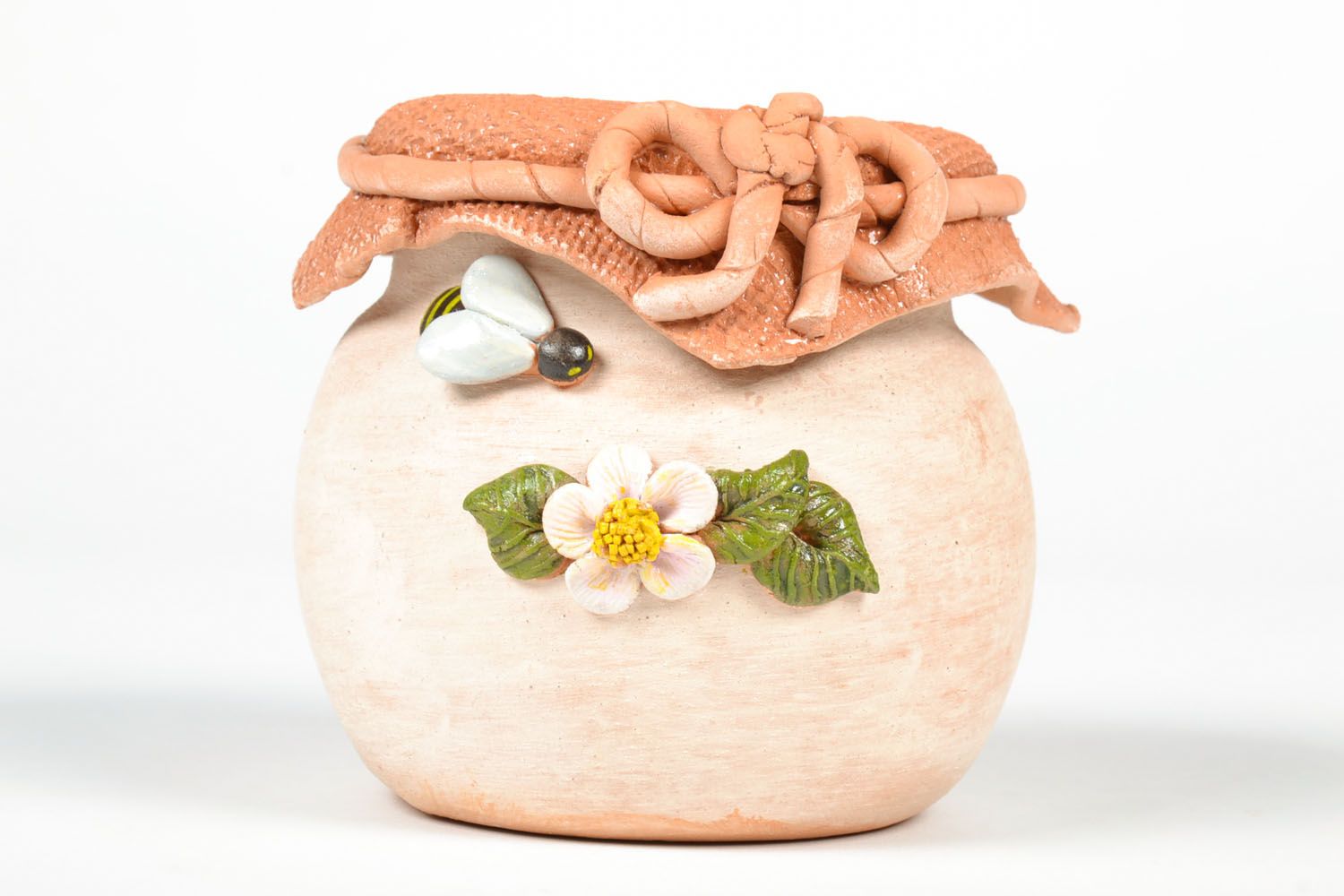 Handmade ceramic pot for honey photo 2