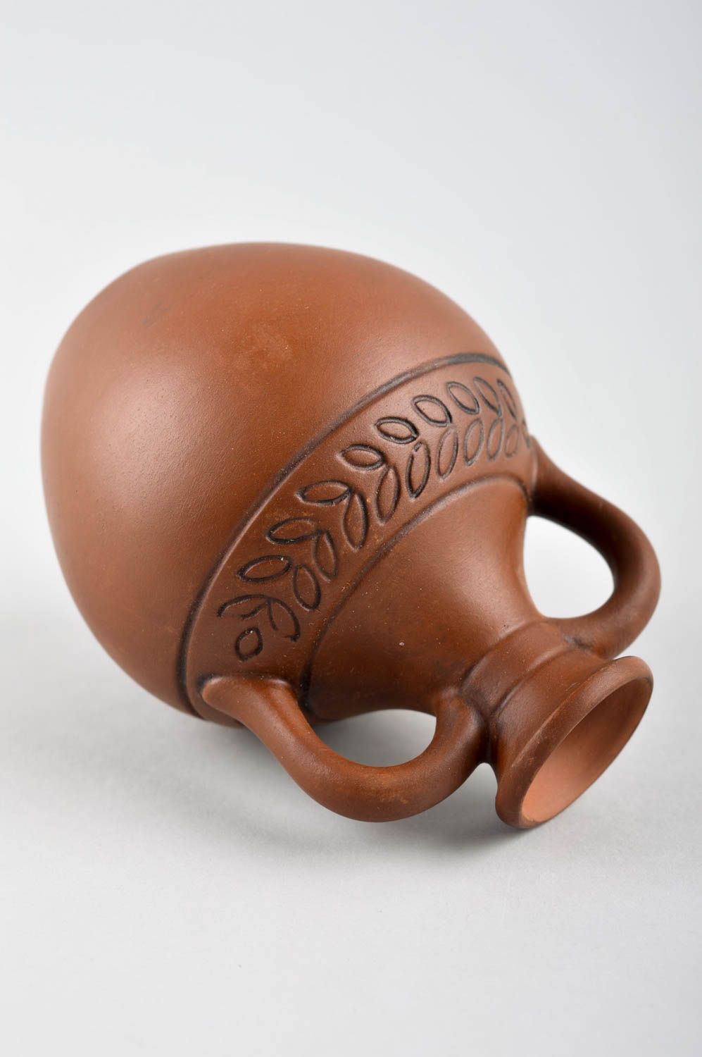 10 oz ceramic handmade wine carafe with two handles 0,44 lb photo 3