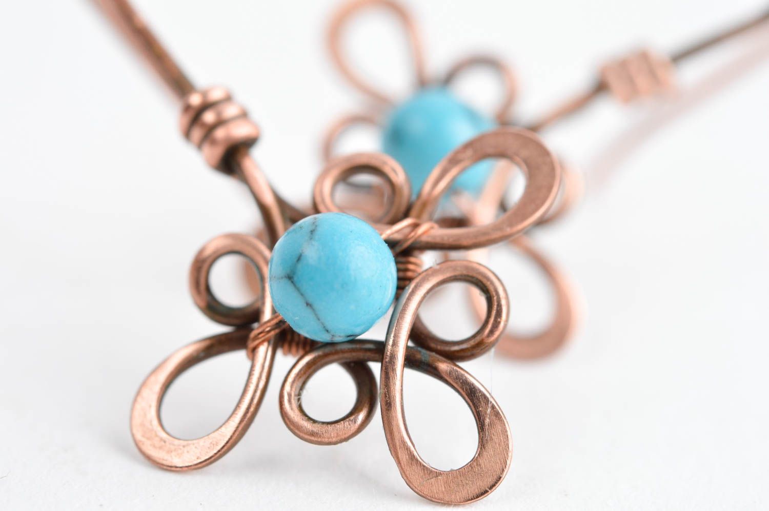 Designer copper earrings handmade wire wrap earrings metal earrings with charms photo 5