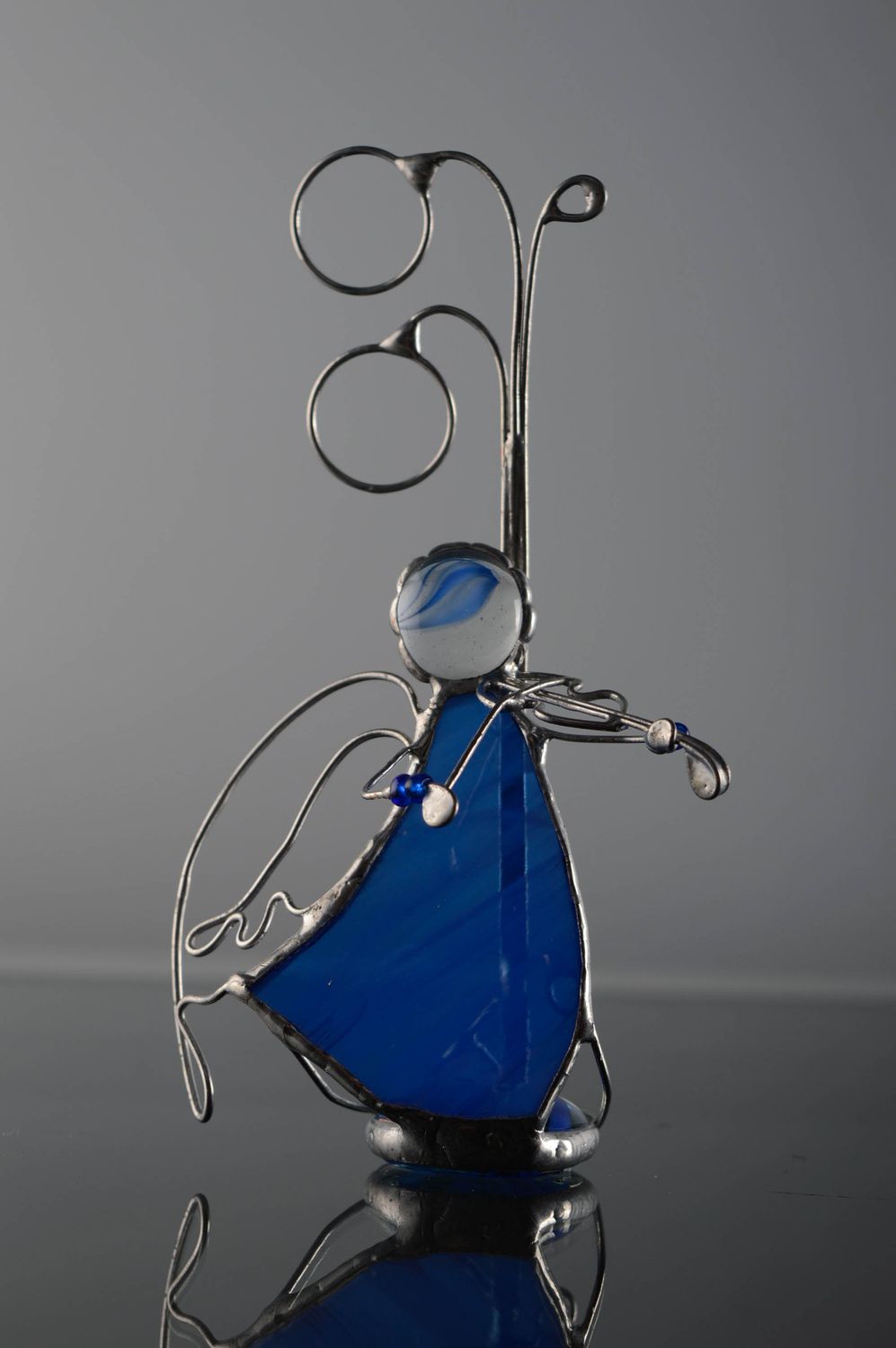 Figurine en verre vitrail ange avec violon photo 1
