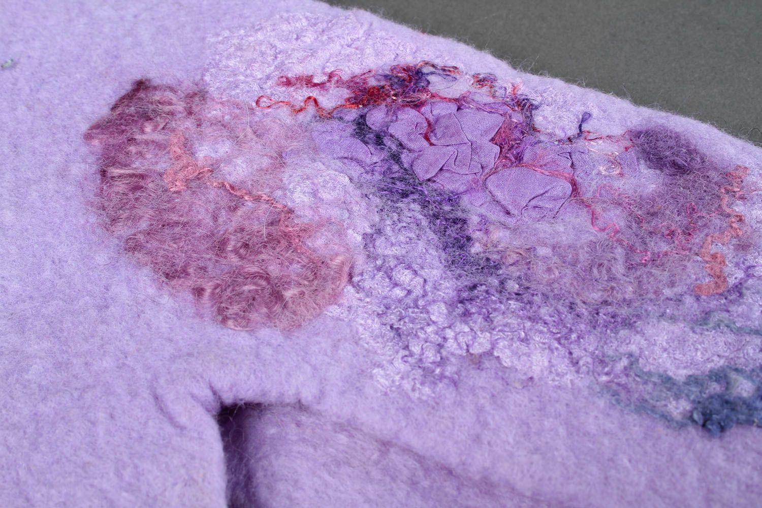 Guantes de lana artesanales lilas ropa femenina accesorio para invierno foto 4