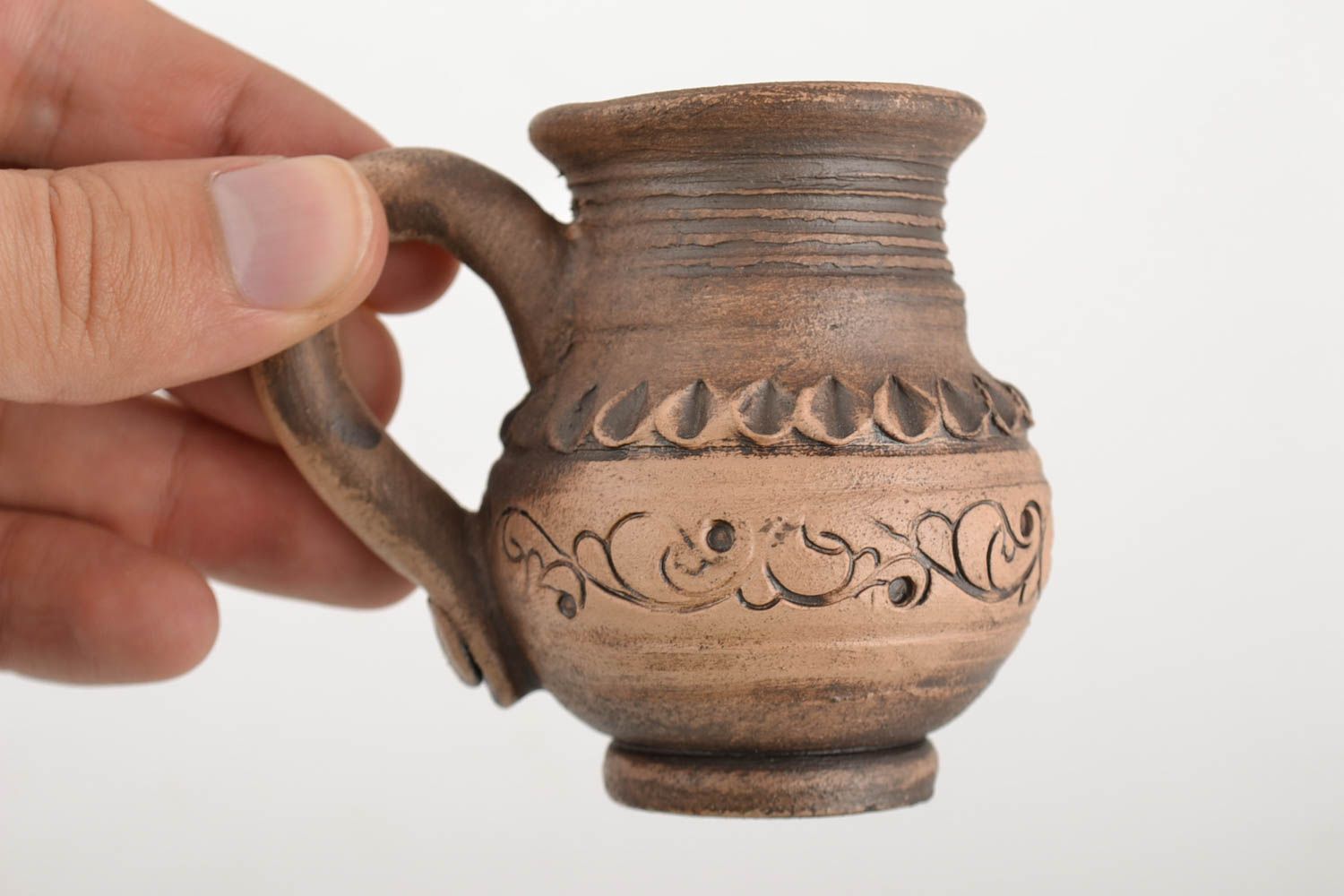 Schöne originelle Tasse aus Keramik mit Muster 100 ml künstlerische Handarbeit foto 2