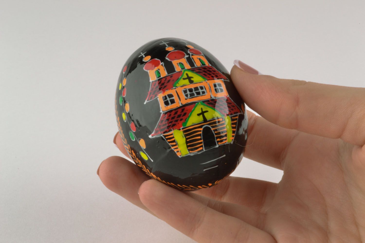 Huevo de madera pintado a mano foto 5