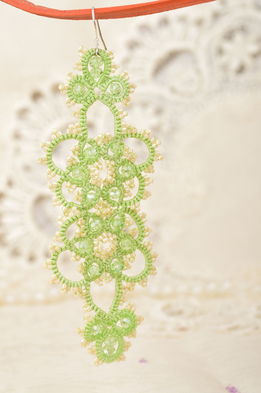 Occhi Ohrringe in Grün mit Kristallen handgeschaffen künstlerisch interessant  foto 3