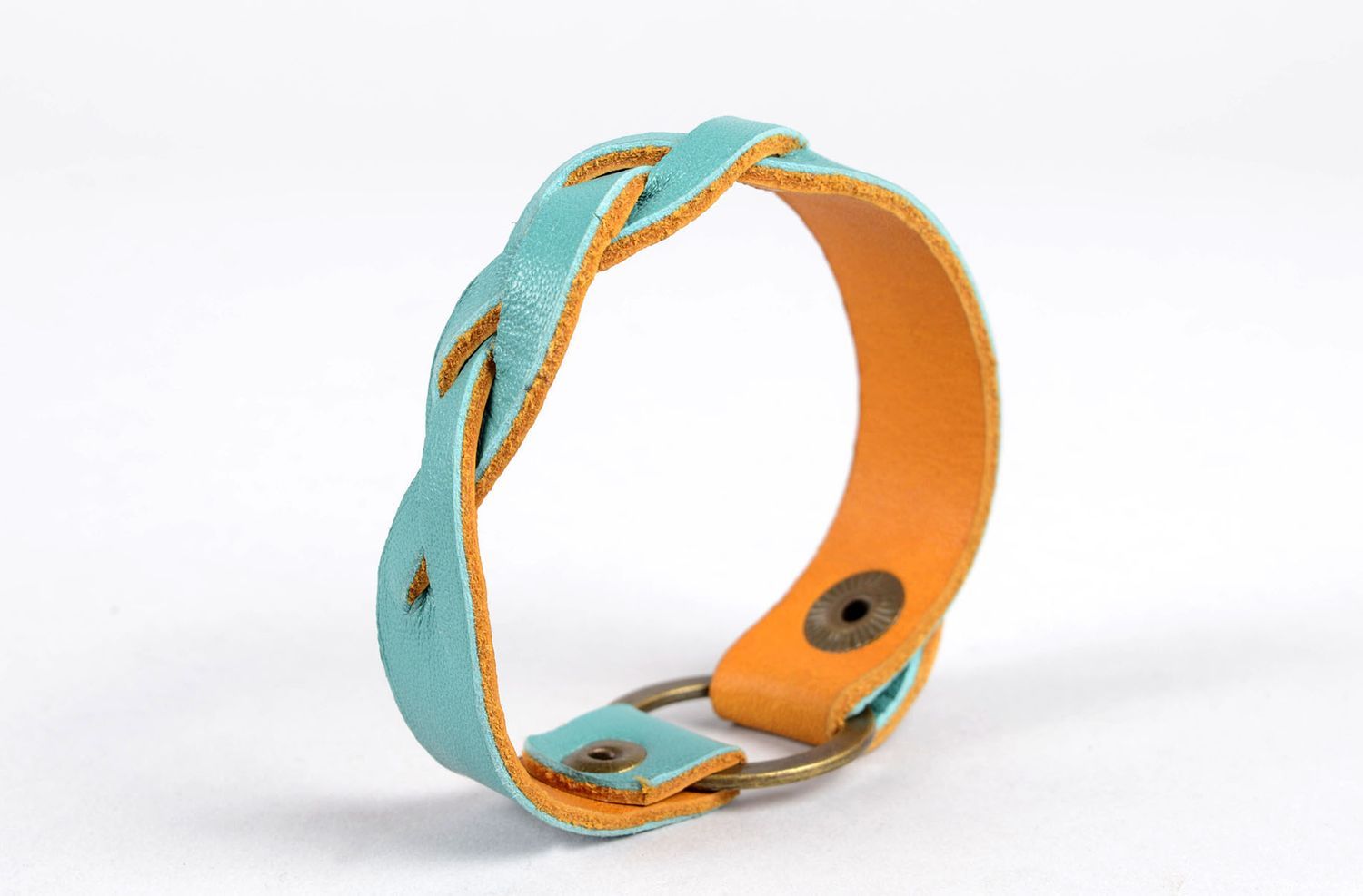 Handmade leather bracelet blue wrist jewelry stylish cute bracelet gift photo 4