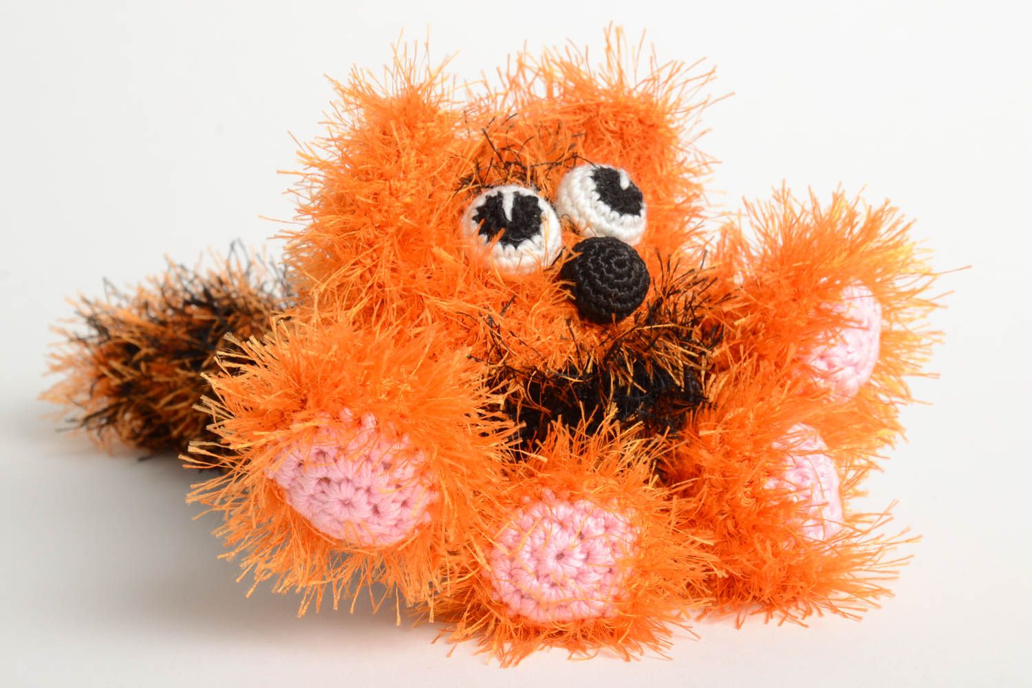 Jouet tricoté au crochet Peluche faite main Cadeau enfant original Chat orange photo 4