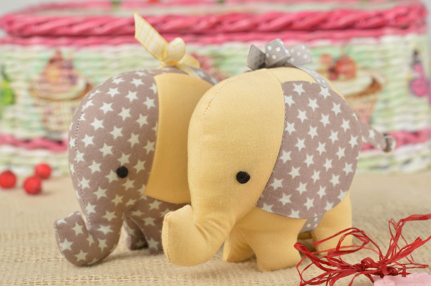 Handmade stylish soft toys 2 unusual textile elephants beautiful home decor photo 1