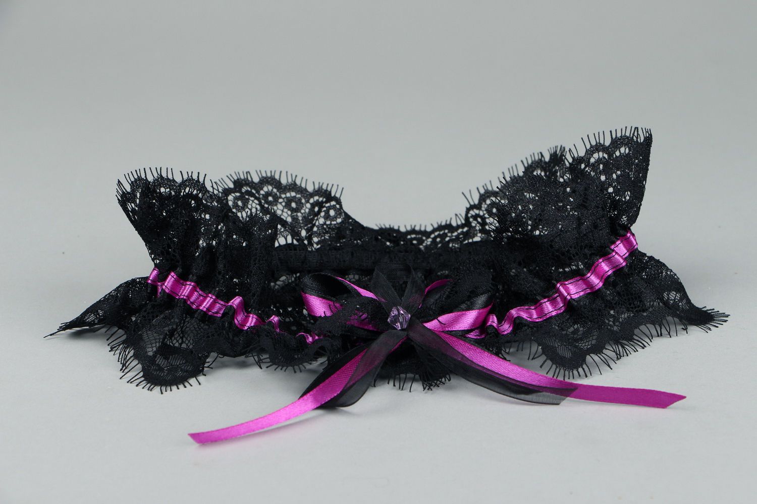 Black lace garter for  bride photo 3