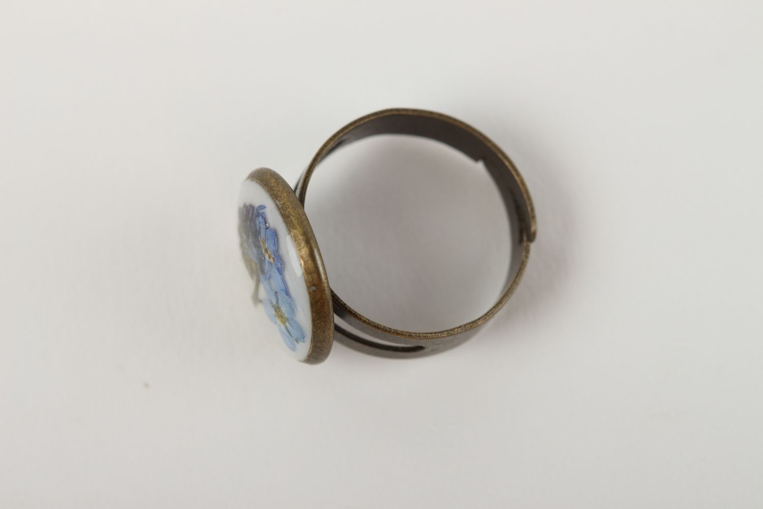 Кольцо из эпоксидной смолы ручной работы кольцо с цветами модное кольцо фото 2