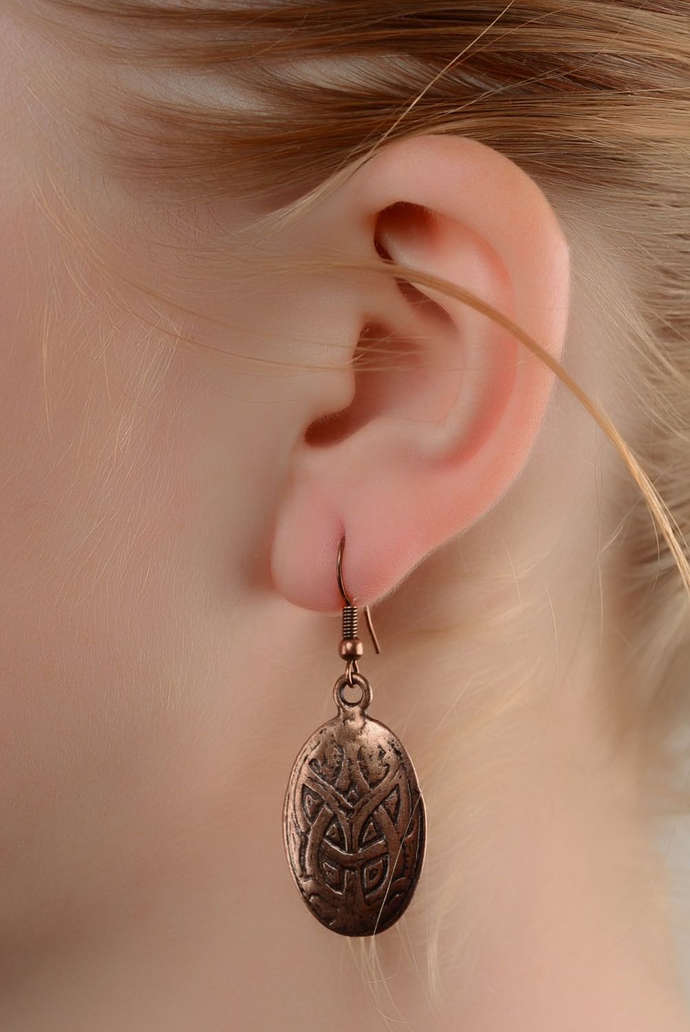 Copper earrings with pendants photo 4