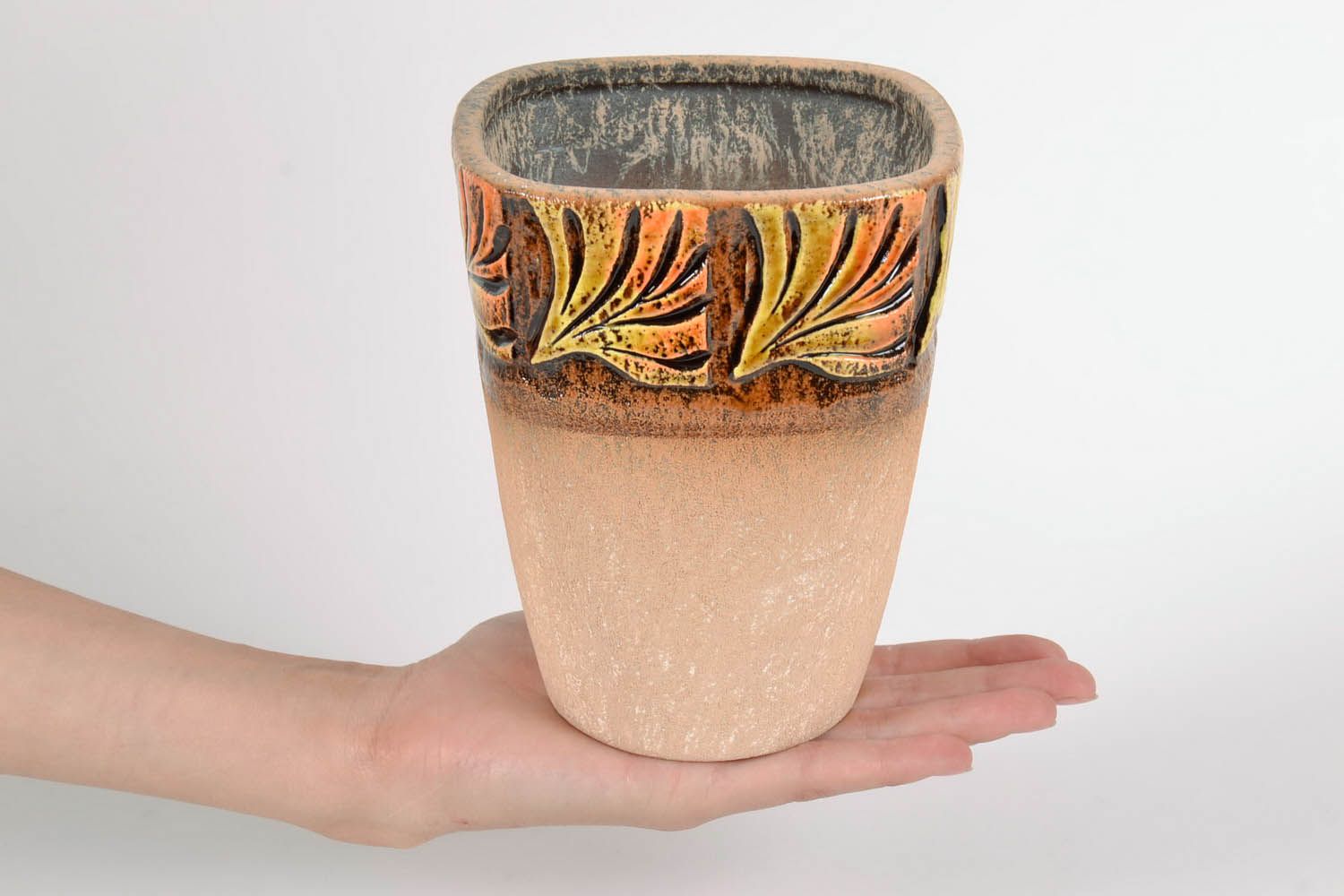 Vaso in ceramica per piante fatto a mano vaso di coccio per fiori con sottovaso  foto 5