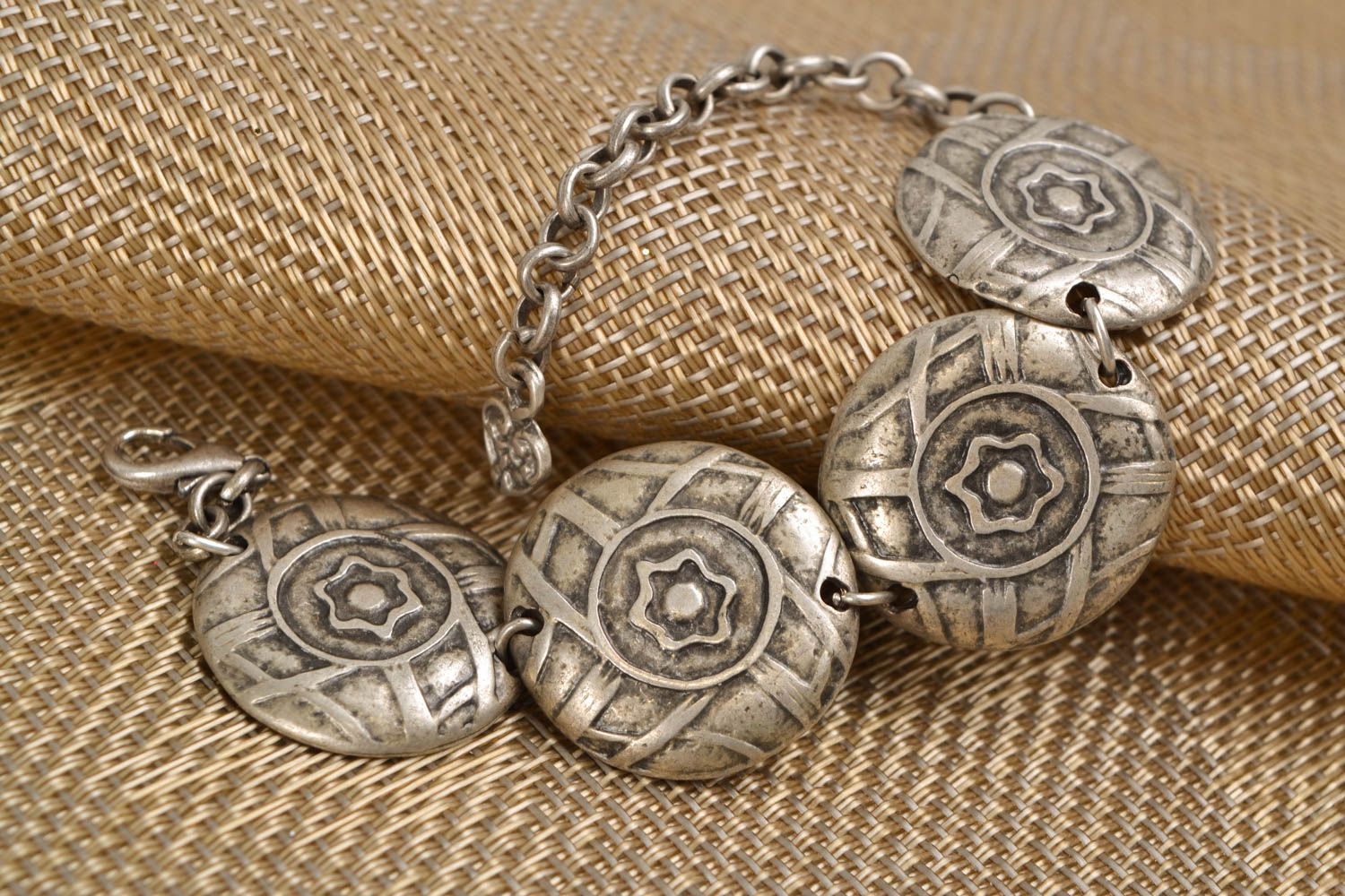 Bracelet en métal de style ethnique fait main zinc aluminium cuivre pour femme photo 1