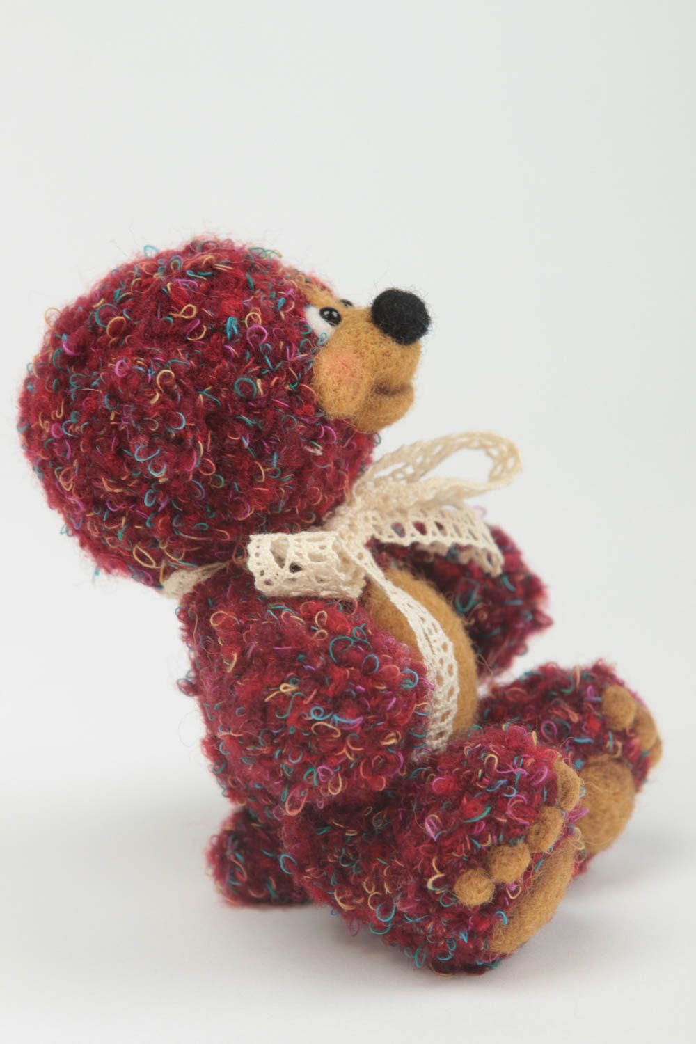 Doudou ours rouge fait main Peluche au crochet Jouet pour enfant petite taille photo 2