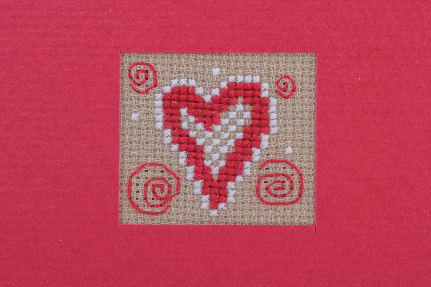 Homemade embroidered post card Heart photo 3